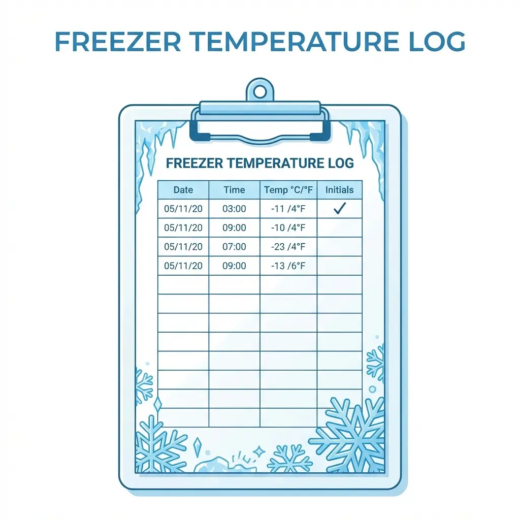 Cover for Freezer Temperature Log Template (Printable PDF)