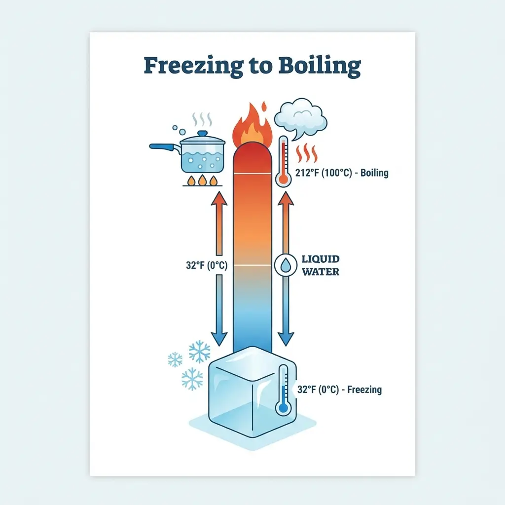 Temperature Reference Chart: Freezing, Boiling, Body Temp in °F, °C & K