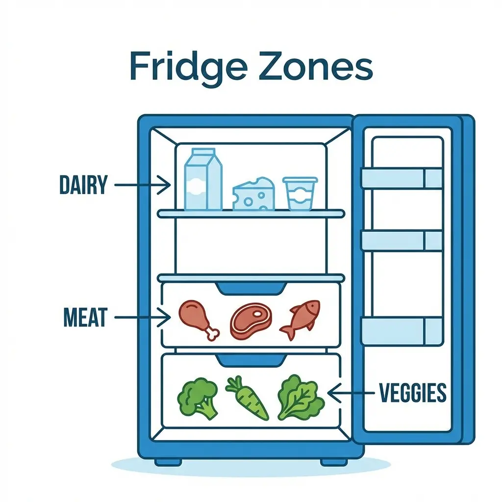 Fridge Organization: Temperature Zones Map